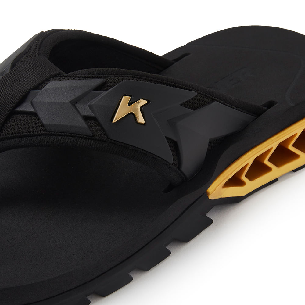 Sandália Kenner Rakka Ultra Force Preto Com Dourado