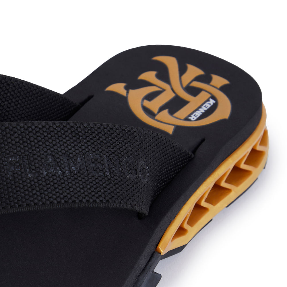 Sandália Kenner Rakka Flamengo Preto Com Dourado