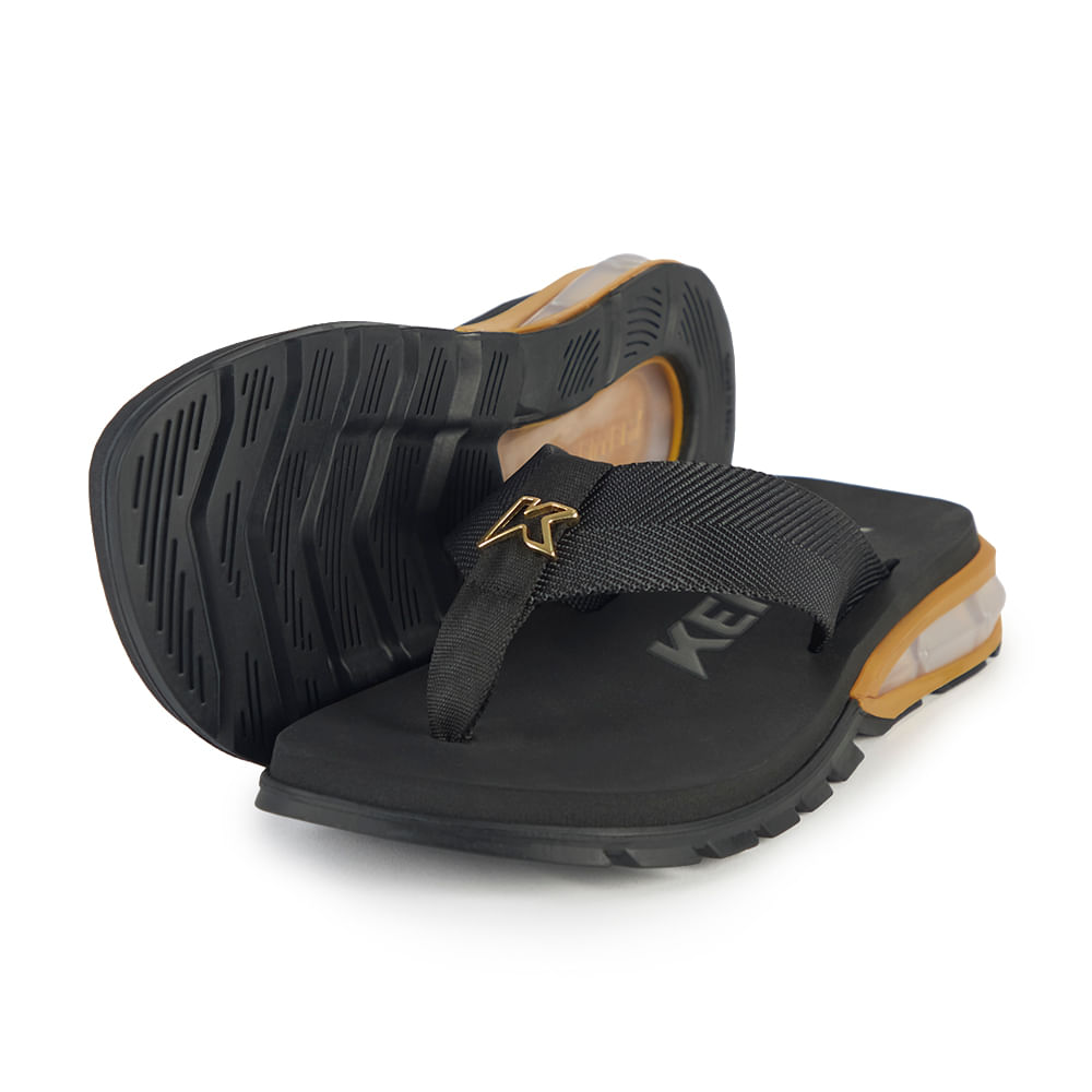 Sandália Kenner Orak Preto Com Dourado