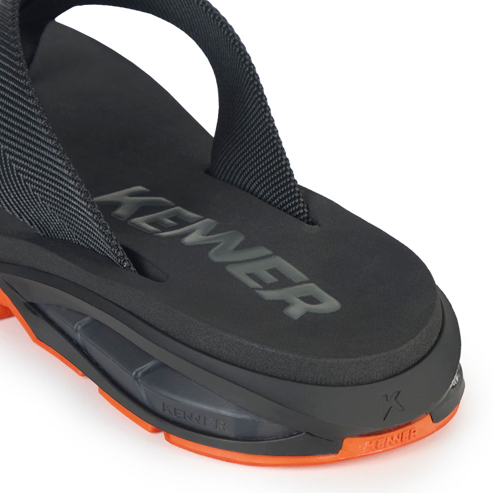 Sandália Kenner Orak Preto Com Laranja